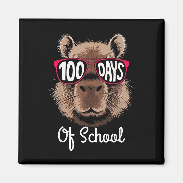100. Schultag Cool Capybara 100 Tage klüger Magnet (Vorne)