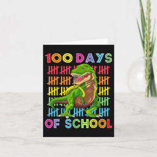 100. Schultag Dino Kinder glücklich 100 Tage Dinos Karte
