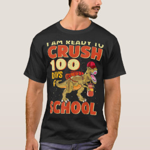 100. Schultag Dino Kinder glücklich 100 Tage Dinos T-Shirt