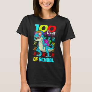 100. Schultag Dino Kinder glücklich 100 Tage Dinos T-Shirt