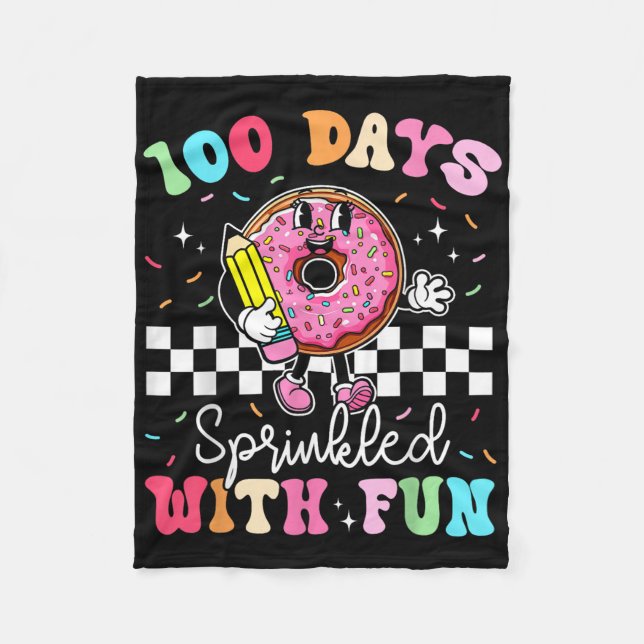 100. Schultag Donut 100 Tage verteilt mit Fleecedecke (Vorderseite)