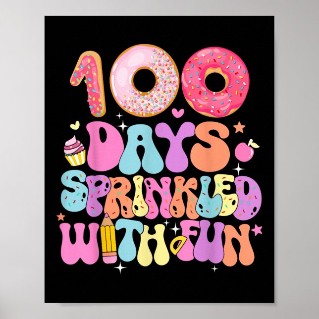 100. Schultag Donut 100 Tage verteilt mit Poster (Vorne)