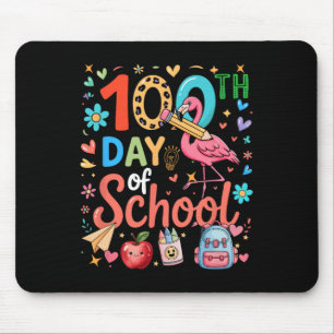 100. Schultag Farbiger Süßer Flamingo Lehrer Mousepad