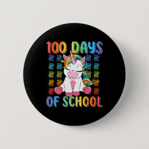 100. Schultag für Mädchen Kinder Niedliches Einhor Button