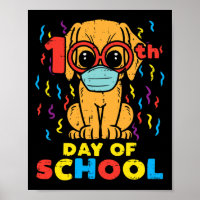 100. Schultag Hund in Maske 100 Tage Quarantin