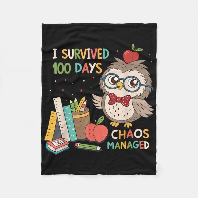 100. Schultag - ich überlebte 100 Tage - Chaos Fleecedecke (Vorderseite)