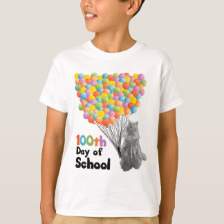 100. Schultag - Katze hält 100 Lloons T-Shirt