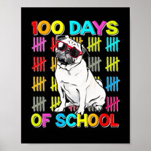 100. Schultag Kinder 100 Tage Mops Poster