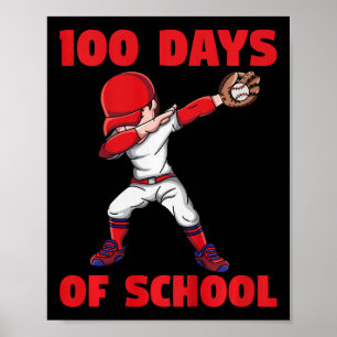 100. Schultag Kinder Baseball 100 Tage Scho Poster