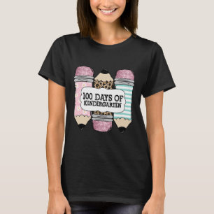 100. Schultag Kindergarten Leopard Bleistift Te T-Shirt