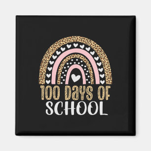 100. Schultag Lehrer 100 Tage Regenbogen Leoparden Magnet