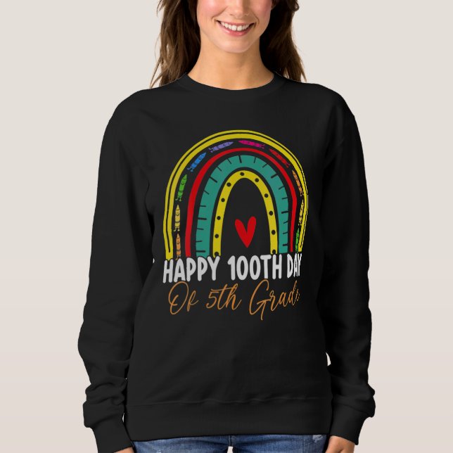 100. Schultag Lehrer Boho Regenbogen 5. Klasse Sweatshirt (Vorderseite)