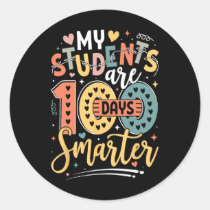 100. Schultag meine Schüler sind 100 Tage intellig Runder Aufkleber