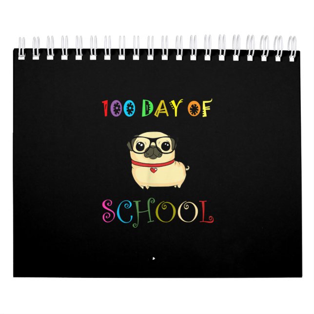 100. Schultag Mops Dog Lehrer Kinder glücklich Kalender (Titelbild)