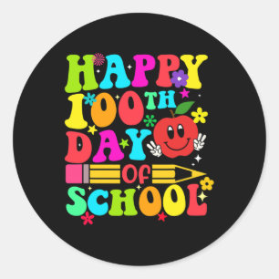 100. Schultag Retro 100 Tage Lehrer Student Runder Aufkleber