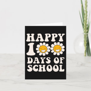 100. Schultag Retro Groovy Niedliche Grafik Karte