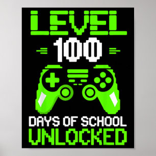 100. Schultag Shirt Kinder Videospiele Boy Gam Poster