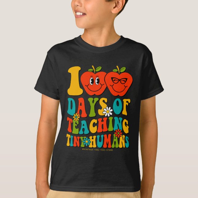 100. Schultag Shirts Schüler Lehrer Tiny Hu (Vorderseite)