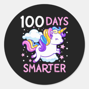 100. Schultag Unicorn 100 Tage Smarter Kinde Runder Aufkleber
