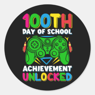 100 Schultag unverschlossener Gamer 100. Tage der Runder Aufkleber