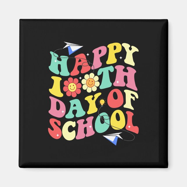 100. Schultag Vintag Groovy Student Kid Tea Magnet (Vorne)