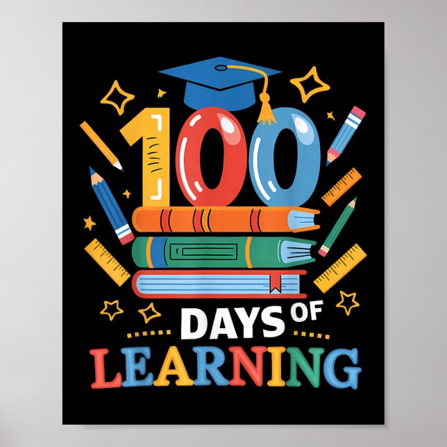 100 Schultage 100 Lerntage Lehrer Poster (Vorne)