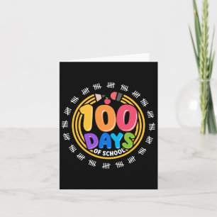 100 Schultage 100. Tag farbenfroher Lehrer und Karte