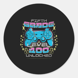 100 Schultage 5. Stufe Ungeschlossenes Video Runder Aufkleber