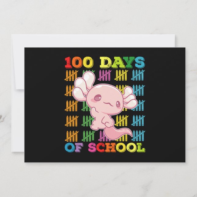 100 Schultage Axolotl Lehrer Einladung (Vorderseite)