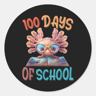 100 Schultage Axolotl Sea 100. Tag Runder Aufkleber