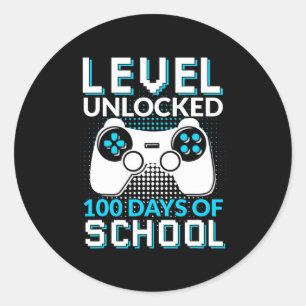 100 Schultage Freischloss Gamer Nerdy Team 1 Runder Aufkleber