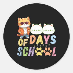 100 Schultage Katzen sonnige 100 Schultage Runder Aufkleber