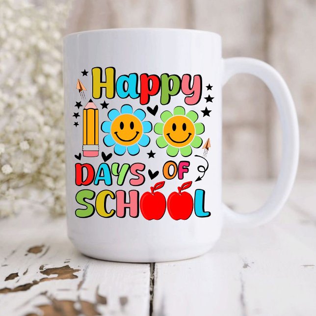100 Schultage. Lehrerbewertung .Lehrer Kaffeetasse (happy 100 days of school mugs, teacher gift, teacher appreciation mug)