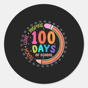 100 Schultage Liebe Inspirierte 100 Tage Runder Aufkleber