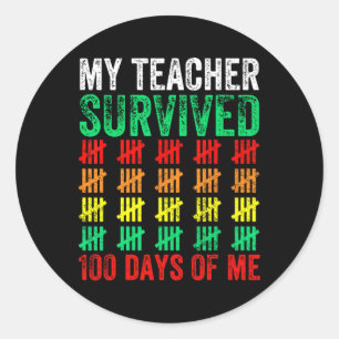 100 Schultage Mein Lehrer überlebte 100 Tage Runder Aufkleber