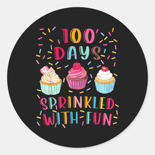 100 Schultage mit Spaß3 Runder Aufkleber (Vorderseite)