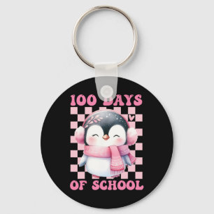 100 Schultage Niedlicher Pinguin mit Ckpack School Schlüsselanhänger