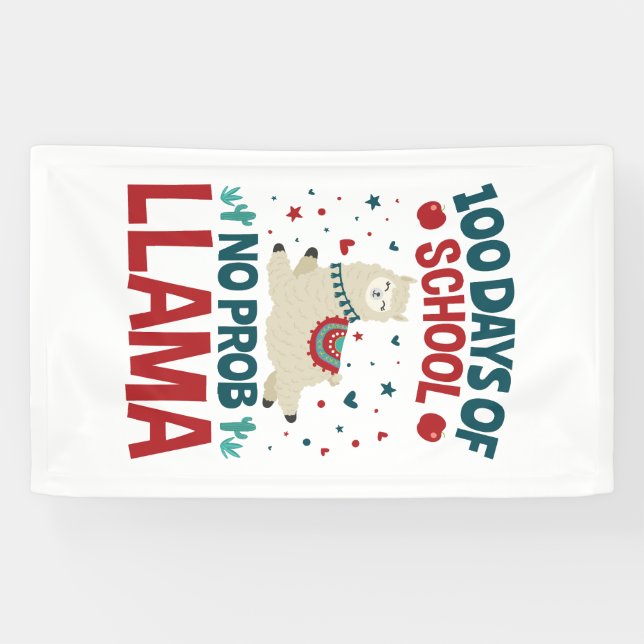 100 Schultage No Prob Llama Banner (Horizontal)