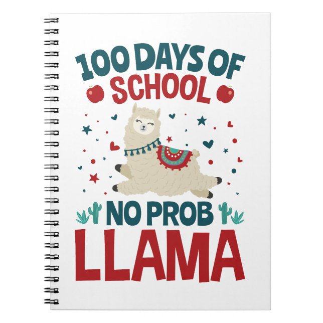100 Schultage No Prob Llama Notizblock (Vorderseite)