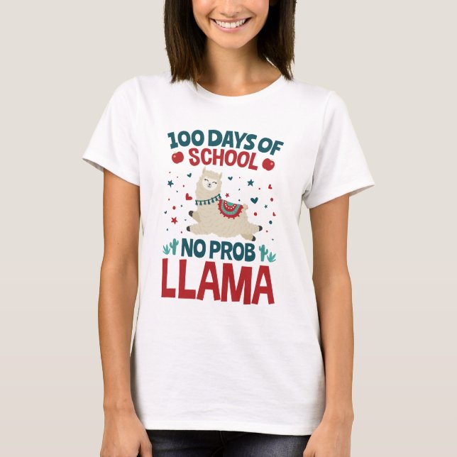 100 Schultage No Prob Llama T-Shirt (Vorderseite)