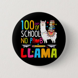 100 Schultage Nr. Probllama Llama Funny 100. Button