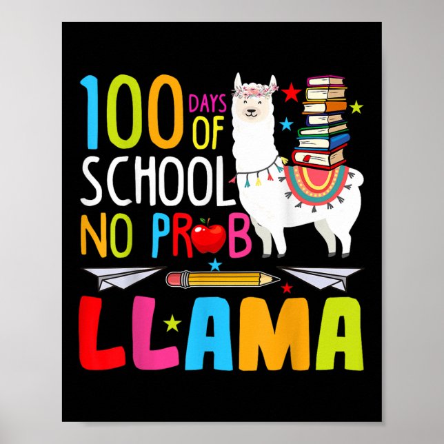 100 Schultage Nr. Probllama Llama Funny 100. Poster (Vorne)
