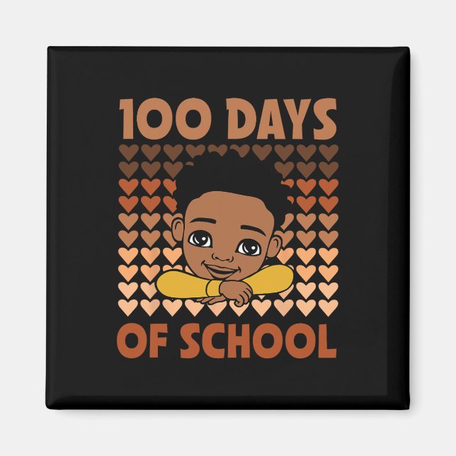 100 Schultage Schwarz Afro Boys Schwarze Geschicht Magnet (Vorne)