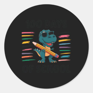 100 Schultage T-rex-Happy 100. Schultage Runder Aufkleber