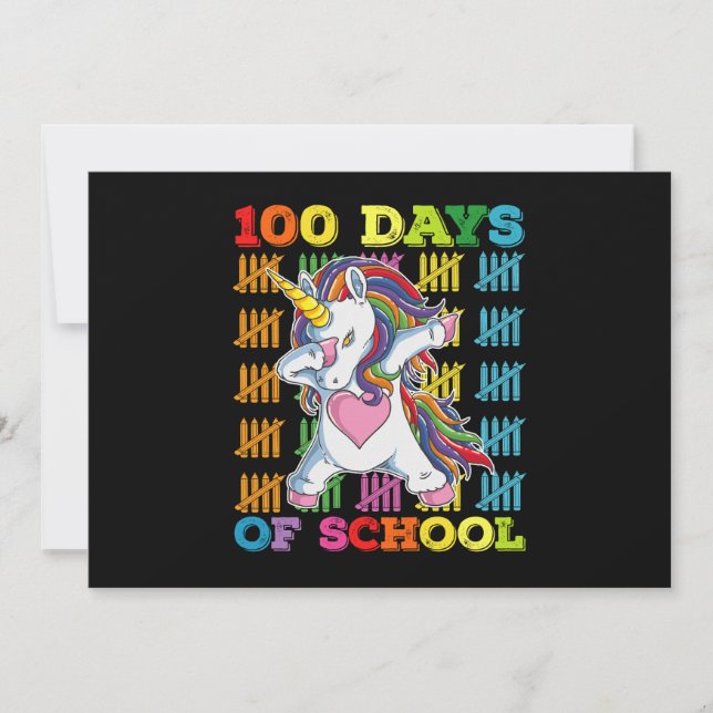 100 Schultage Unicorn-Lehrer Einladung (Vorderseite)