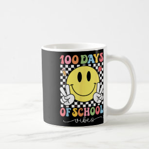 100 Schultage Vibes Niedliches Lächeln Gesicht 100 Kaffeetasse