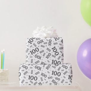 100. Schwarz/Weiß Random Number Pattern Mittel Geschenkpapier