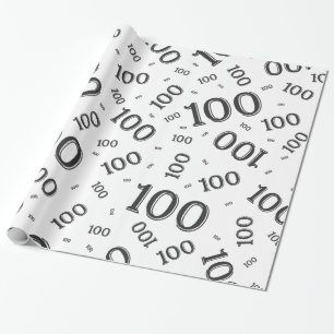 100. Schwarz/Weiß-Random-Zahlenmuster groß Geschenkpapier