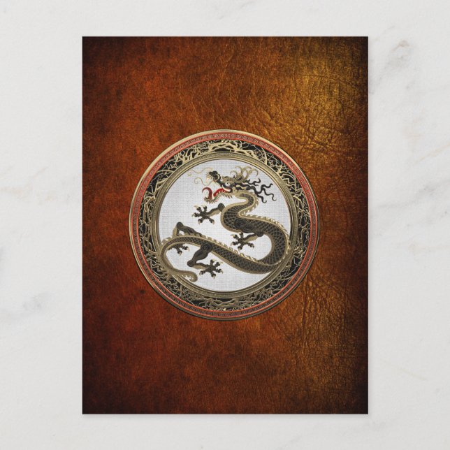 [100] Schwarzer und Gold Heiliger Ostdrache Postkarte (Vorderseite)