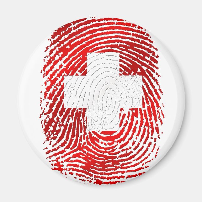 100% Schweizer DNA-Fingerabdruck Schweiz Flaggenge Magnet (Vorne)